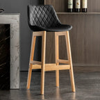 Tabourets de bar en similicuir Mid-Century Modern avec pieds en bois