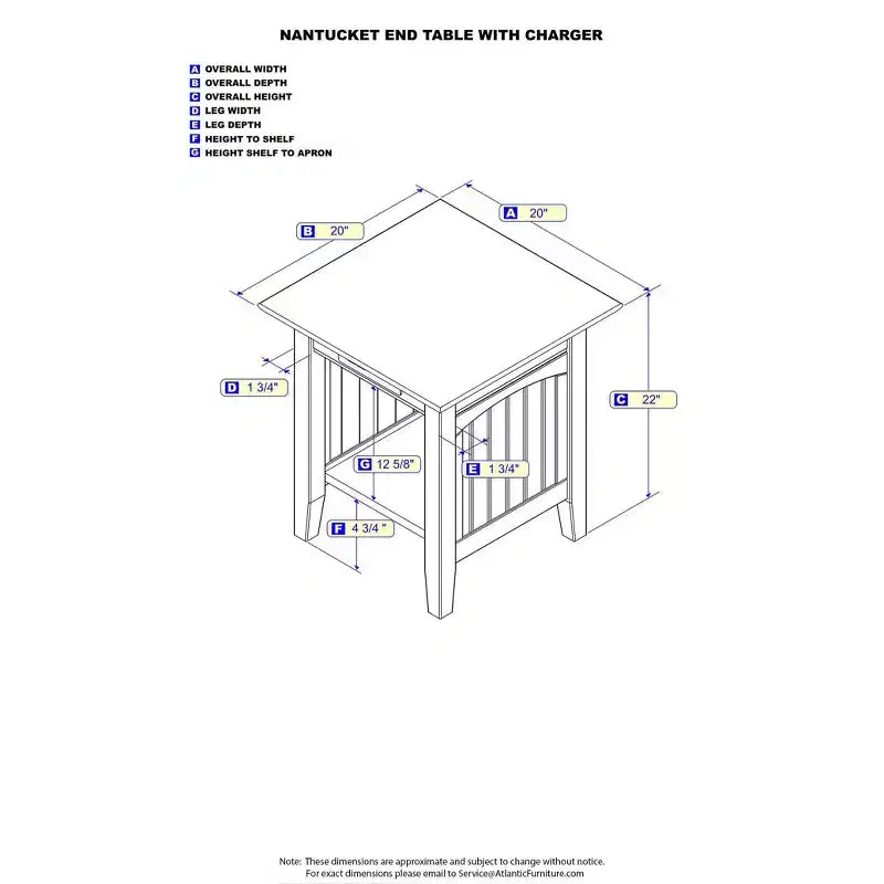 Table d'appoint Nantucket avec chargeur - AFI