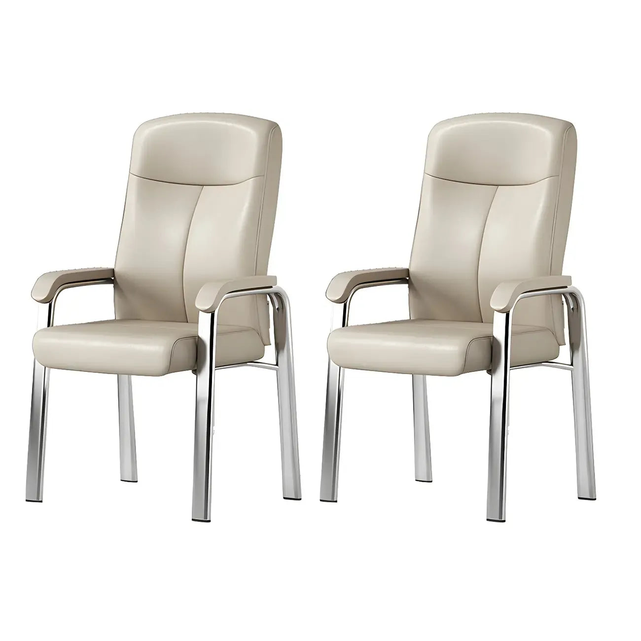 Chaise de bureau HomeyFad moderne en cuir et métal à 4 pieds avec accoudoirs