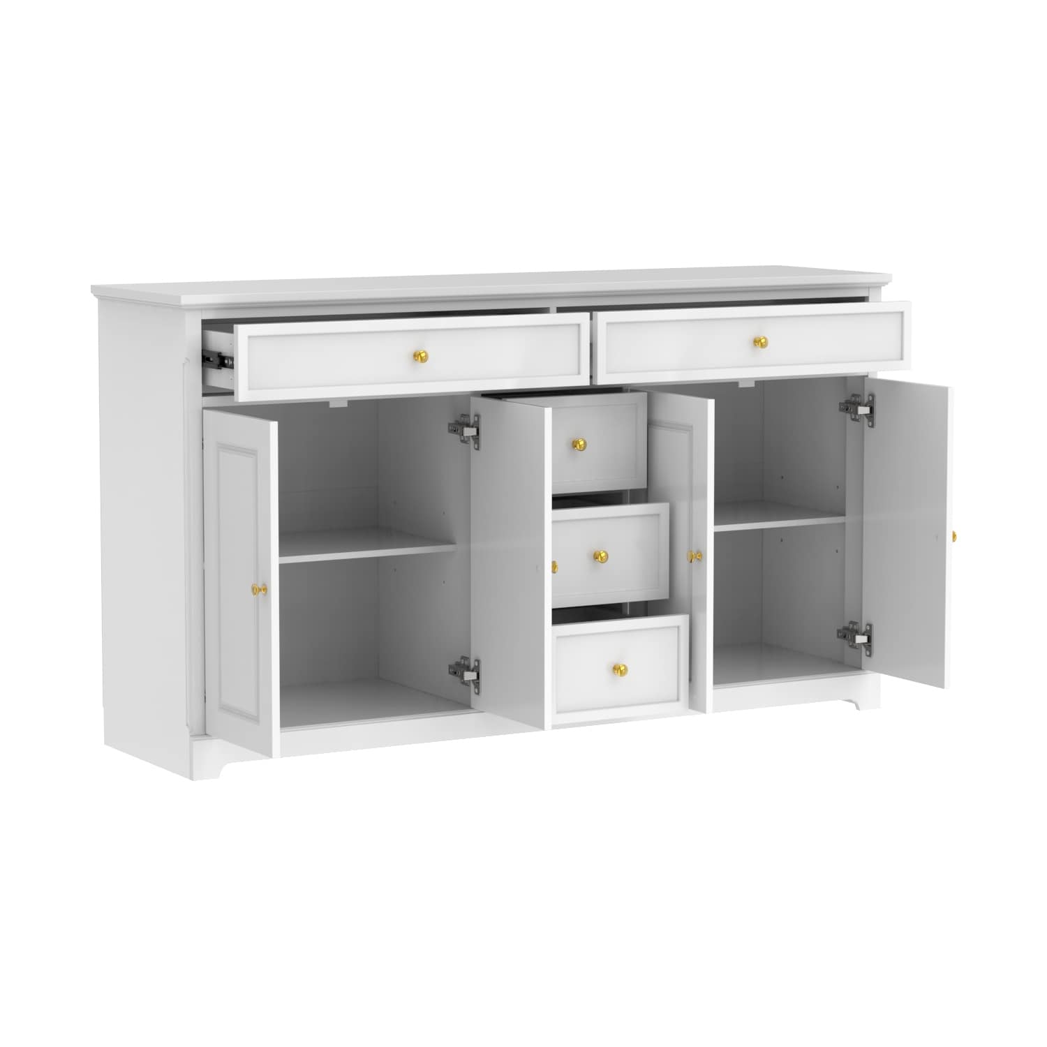 Buffet bahut 150 cm blanc laqué moderne contemporain du milieu du siècle