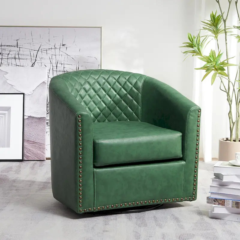 Fauteuil à barillet pivotant en cuir PU touffeté KINWELL 29
