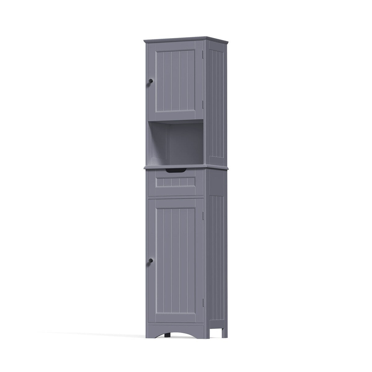 Meuble de rangement haut de salle de bain étroit de 170 cm, armoire autoportante en bois massif à 5 niveaux