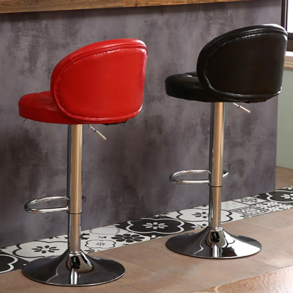 Tabouret de bar réglable pivotant en cuir contemporain
