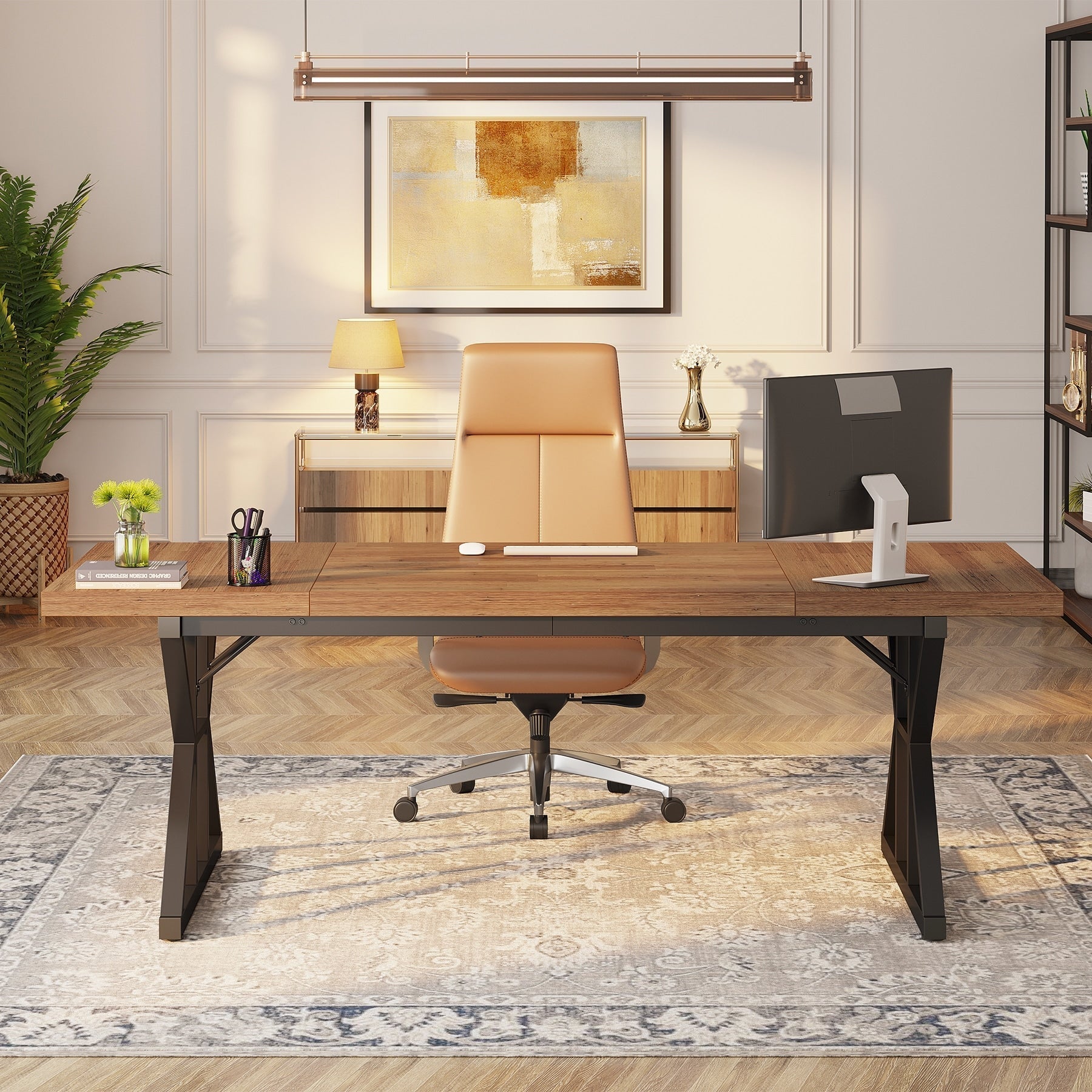 Bureau de direction de 70,8 pouces, grande station de travail de bureau d'ordinateur