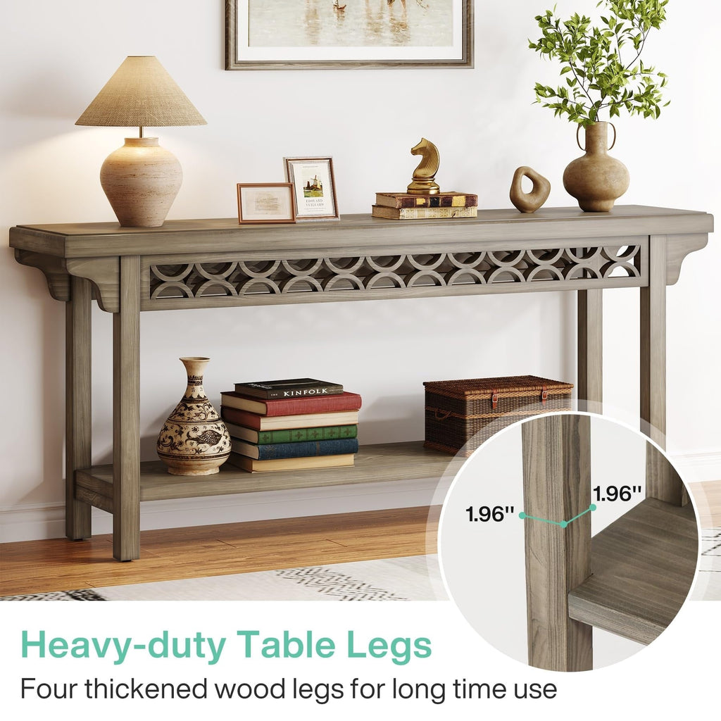 Console longue en bois massif de 180 cm de style ferme