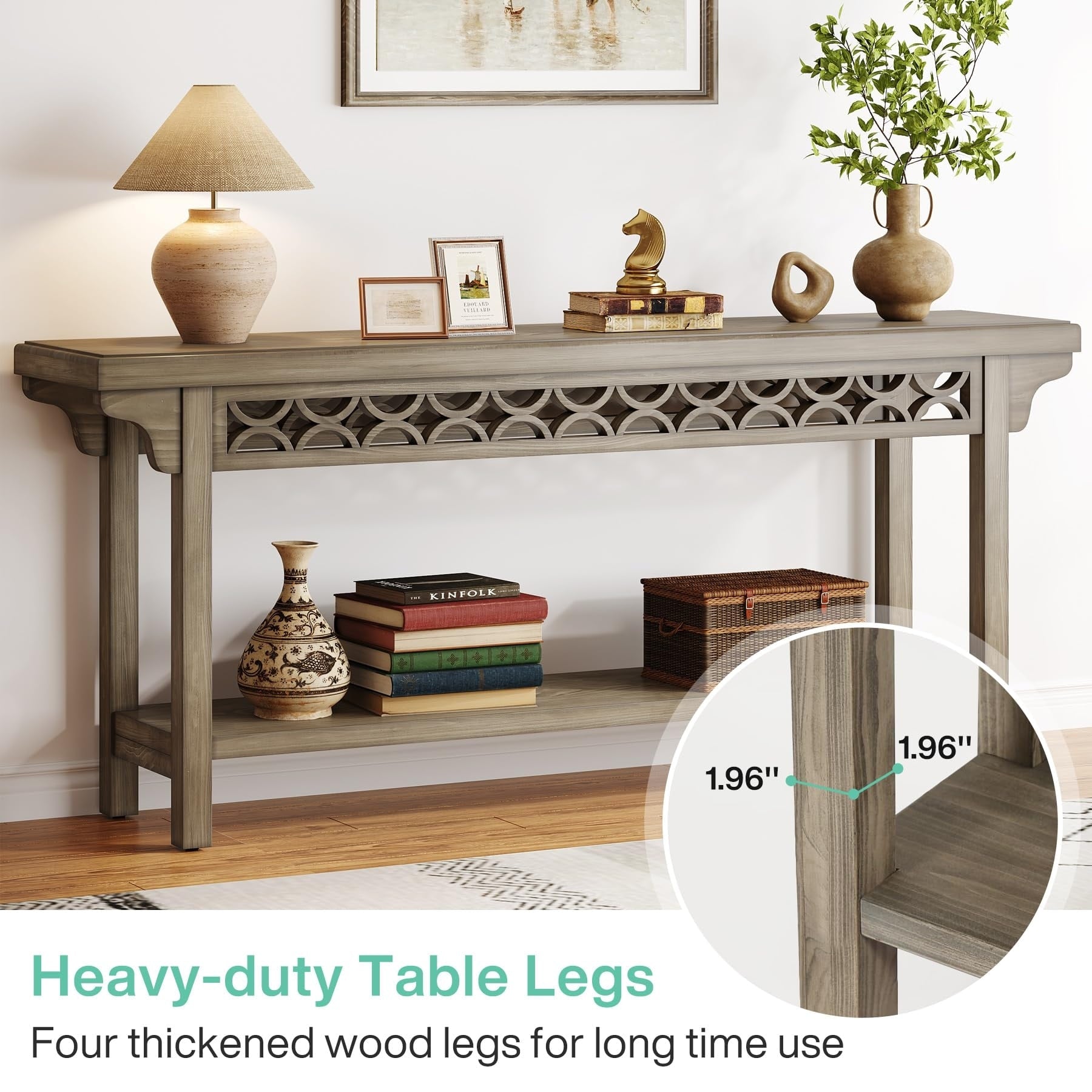 Console longue en bois massif de 180 cm de style ferme