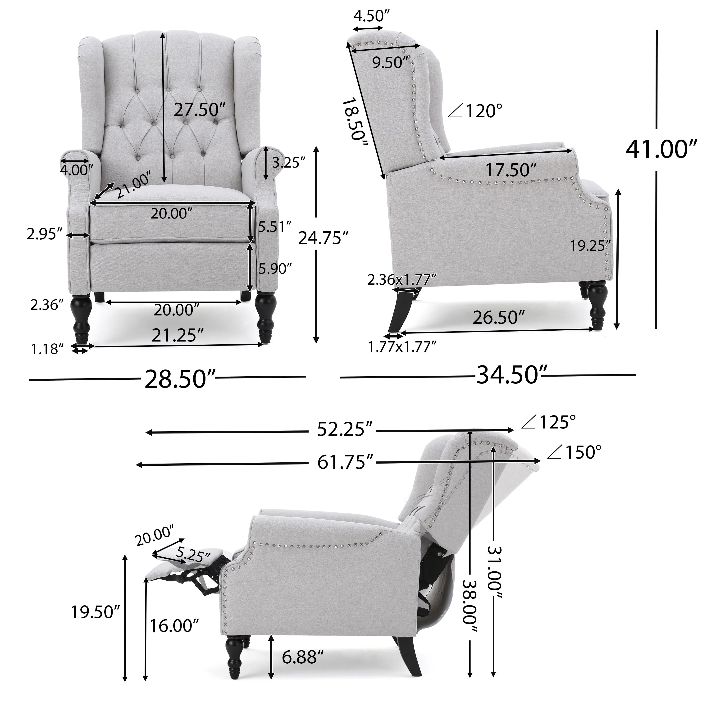 Fauteuils inclinables en tissu touffeté Walter (lot de 2) par Christopher Knight Home