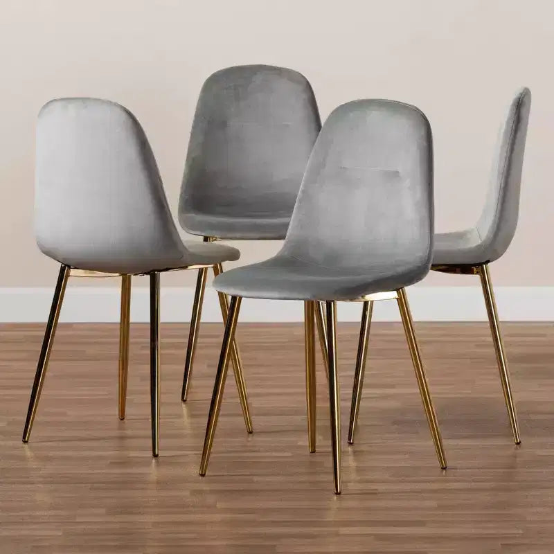 Lot de 4 chaises de salle à manger en métal et velours Elyse - Baxton Studio