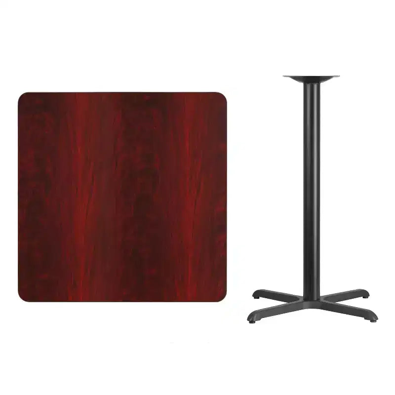 Plateau de table carré en stratifié Flash Furniture 91 cm avec pied de table hauteur bar 76 x 76 cm