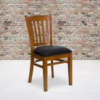 Chaise de restaurant en bois à lattes verticales Flash Furniture