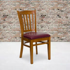 Chaise de restaurant en bois à lattes verticales Flash Furniture