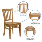 Chaise de restaurant en bois à lattes verticales Flash Furniture