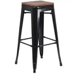 Flash Furniture 30 High Backless Metal Barstool with Square Wood Seat