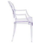 Chaise fantôme Flash Furniture avec accoudoirs en cristal transparent