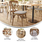 Chaise empilable en bois à dossier croisé Flash Furniture série HERCULES avec coussin