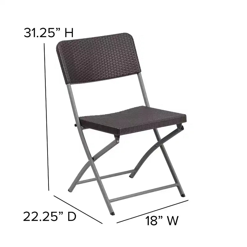 Lot de 2 chaises pliantes HERCULES de Flash Furniture en rotin synthétique marron avec cadre gris