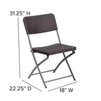 Lot de 2 chaises pliantes HERCULES de Flash Furniture en rotin synthétique marron avec cadre gris