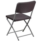Lot de 2 chaises pliantes HERCULES de Flash Furniture en rotin synthétique marron avec cadre gris