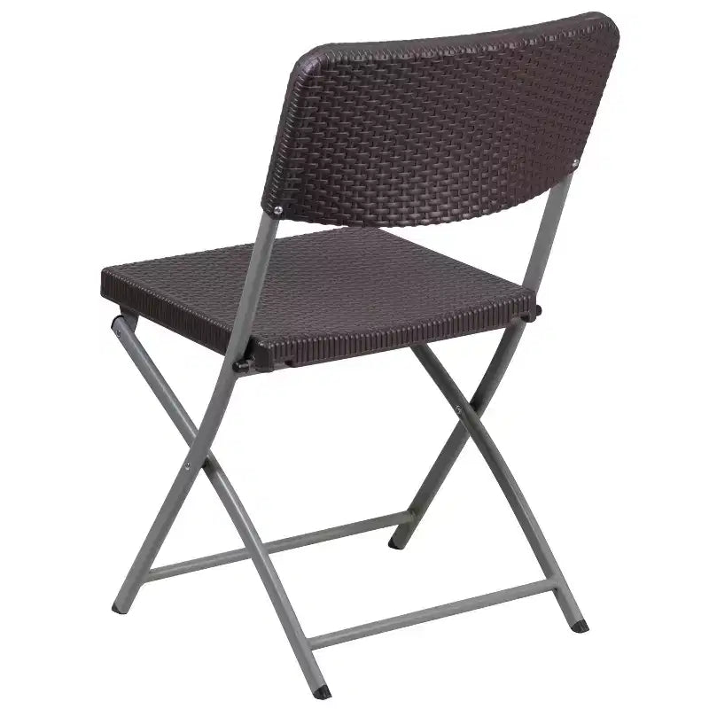 Lot de 2 chaises pliantes HERCULES de Flash Furniture en rotin synthétique marron avec cadre gris