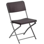 Lot de 2 chaises pliantes HERCULES de Flash Furniture en rotin synthétique marron avec cadre gris