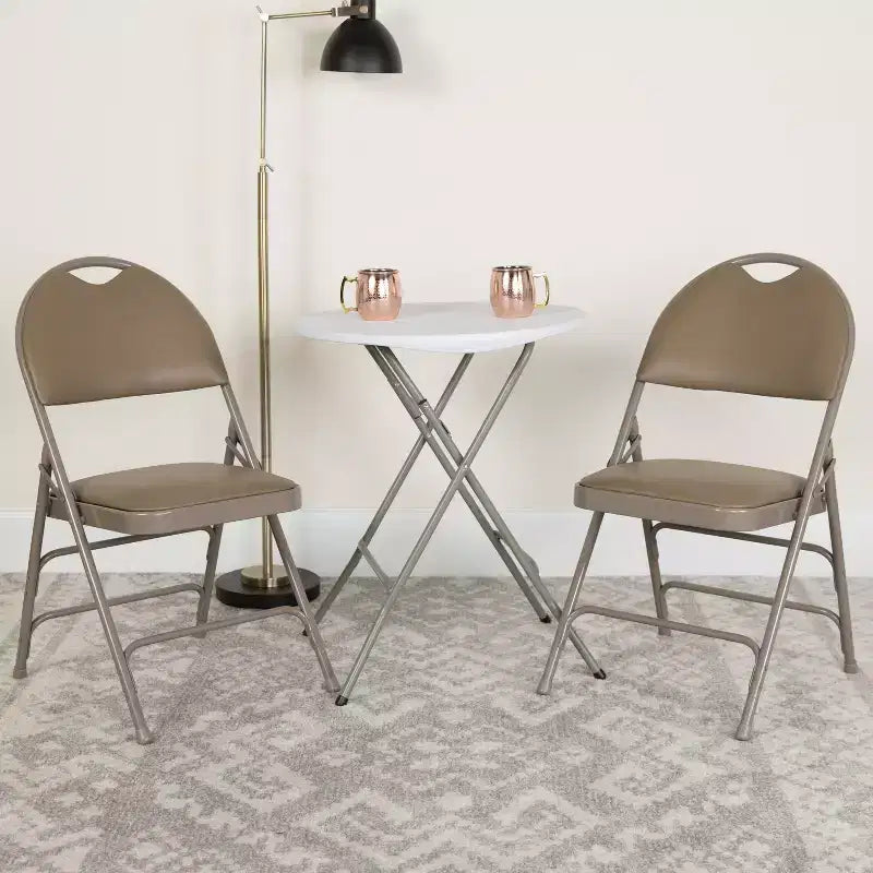 Lot de 2 chaises pliantes HERCULES de la série Extra Large Ultra-Premium à triple entretoise en métal avec poignée de transport facile Flash Furniture