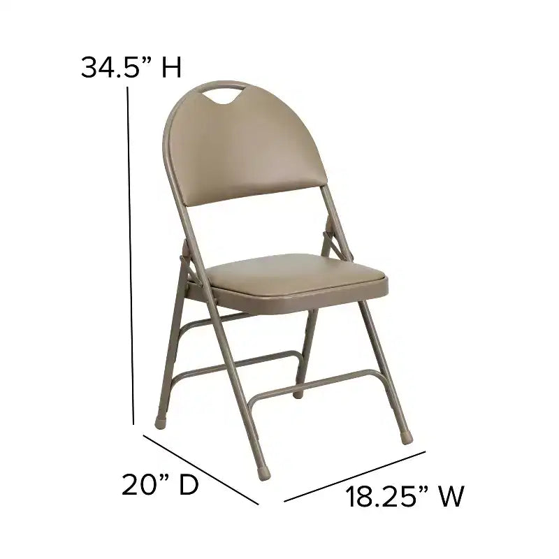 Lot de 2 chaises pliantes HERCULES de la série Extra Large Ultra-Premium à triple entretoise en métal avec poignée de transport facile Flash Furniture