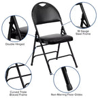 Lot de 2 chaises pliantes HERCULES de la série Extra Large Ultra-Premium à triple entretoise en métal avec poignée de transport facile Flash Furniture