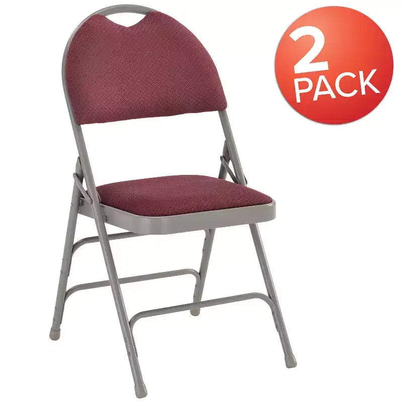 Lot de 2 chaises pliantes HERCULES de la série Extra Large Ultra-Premium à triple entretoise en métal avec poignée de transport facile Flash Furniture