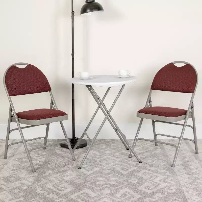 Lot de 2 chaises pliantes HERCULES de la série Extra Large Ultra-Premium à triple entretoise en métal avec poignée de transport facile Flash Furniture