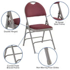 Lot de 2 chaises pliantes HERCULES de la série Extra Large Ultra-Premium à triple entretoise en métal avec poignée de transport facile Flash Furniture