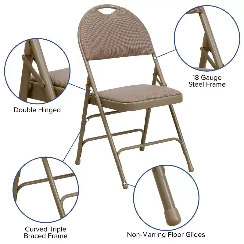 Lot de 2 chaises pliantes HERCULES de la série Extra Large Ultra-Premium à triple entretoise en métal avec poignée de transport facile Flash Furniture