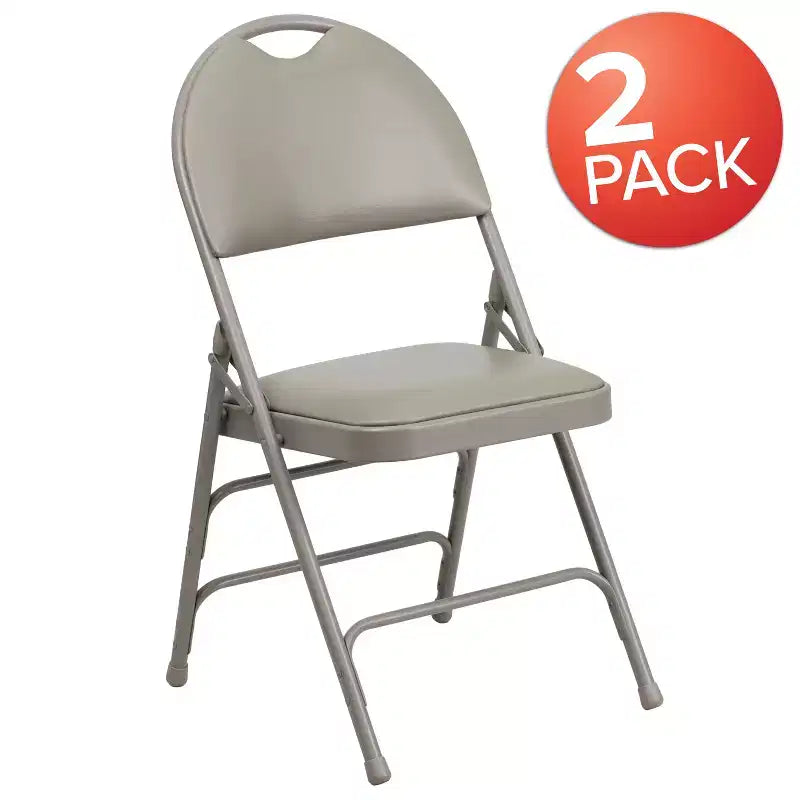 Lot de 2 chaises pliantes HERCULES de la série Extra Large Ultra-Premium à triple entretoise en métal avec poignée de transport facile Flash Furniture