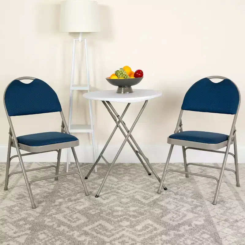 Lot de 2 chaises pliantes HERCULES de la série Extra Large Ultra-Premium à triple entretoise en métal avec poignée de transport facile Flash Furniture