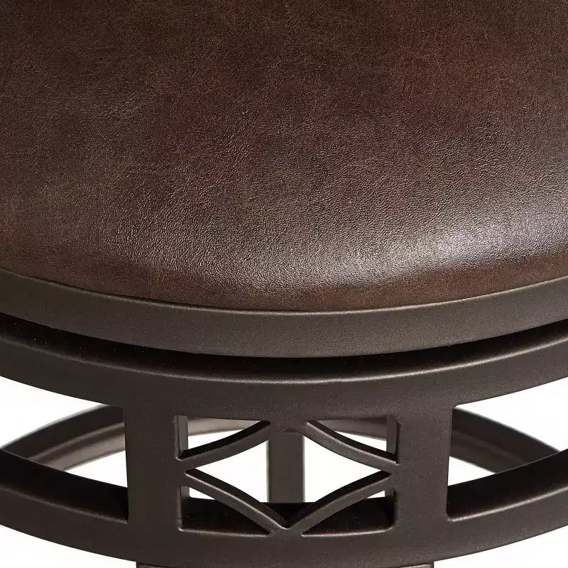Tabouret de bar pivotant Kensington Hill Hartley Bronze Marron 65 cm de haut Coussin traditionnel en similicuir avec dossier et repose-pieds pour comptoir de cuisine