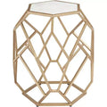 Coast to Coast Accents Modern Gold Metal Hexagon Accent Table 20 1/2 Real White Marble Tabletop for Living Room Bedroom Bedside