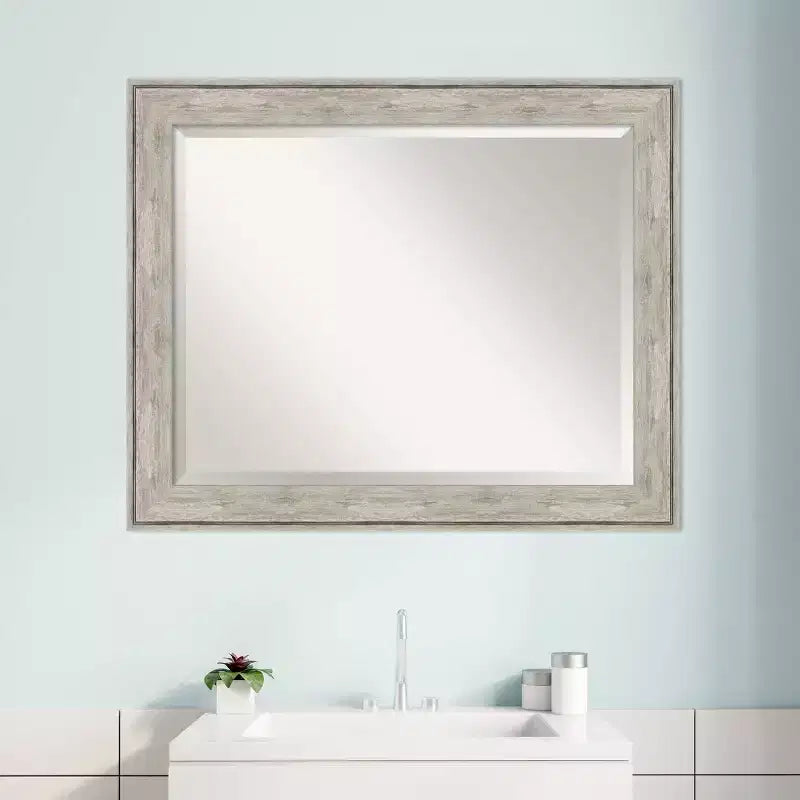 Miroir Mural de Salle de Bain Encadré Craquelé Métallique - Amanti Art