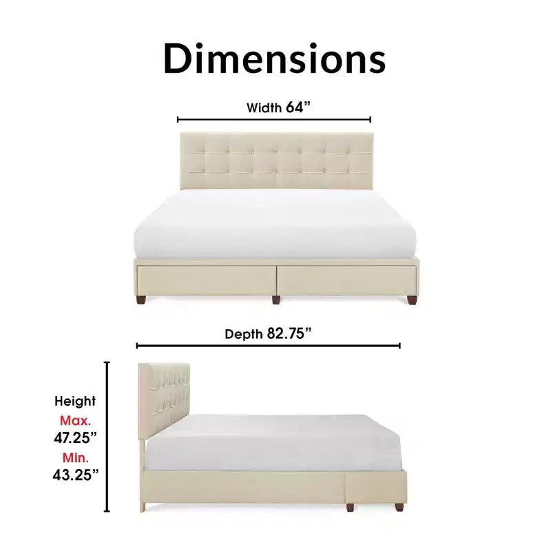 Lit de rangement Edmond avec tête de lit réglable en hauteur - ClickDecor