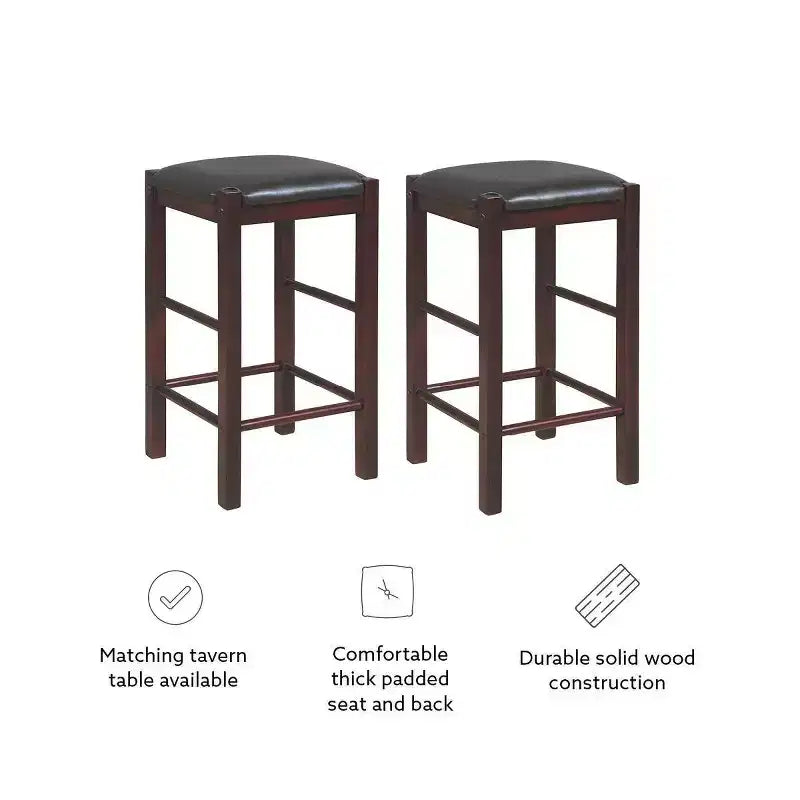 Lot de 2 tabourets de bar à hauteur de comptoir sans dossier en similicuir Lancer - Linon