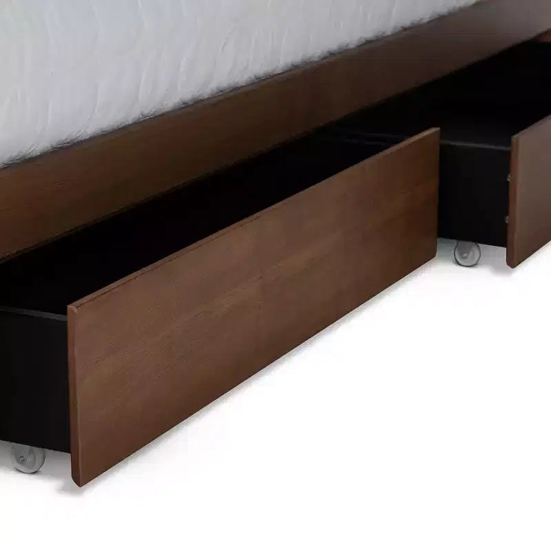 Lit plateforme de rangement Baxton Studio Vita 4 tiroirs en bois de style transitionnel moderne noyer/marron