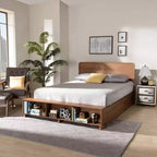 Lit plateforme de rangement Baxton Studio Vita 4 tiroirs en bois de style transitionnel moderne noyer/marron