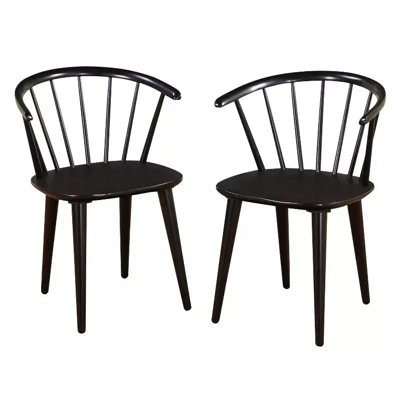 Lot de 2 chaises de salle à manger en bois massif à dossier incurvé Florence Buylateral