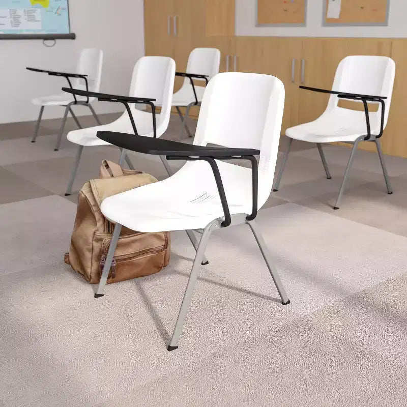 Chaise coquille ergonomique Flash Furniture avec tablette rabattable à gauche