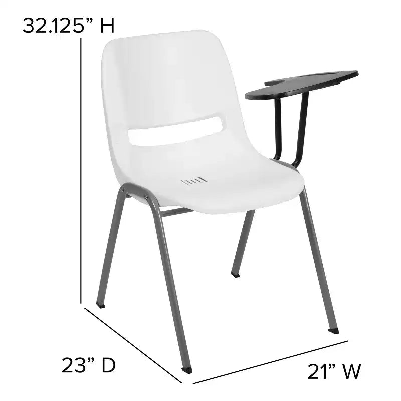 Chaise coquille ergonomique Flash Furniture avec tablette rabattable à gauche