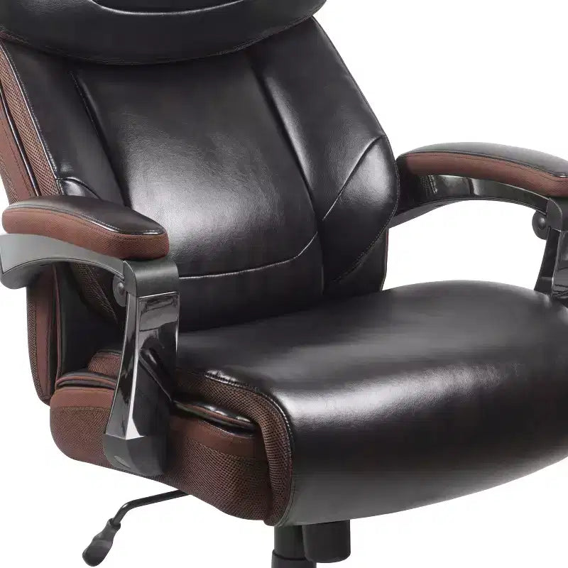 Fauteuil de bureau ergonomique pivotant en LeatherSoft, série HERCULES, de Flash Furniture, pour personnes de grande taille, capacité de 227 kg, avec appuie-tête réglable en hauteur