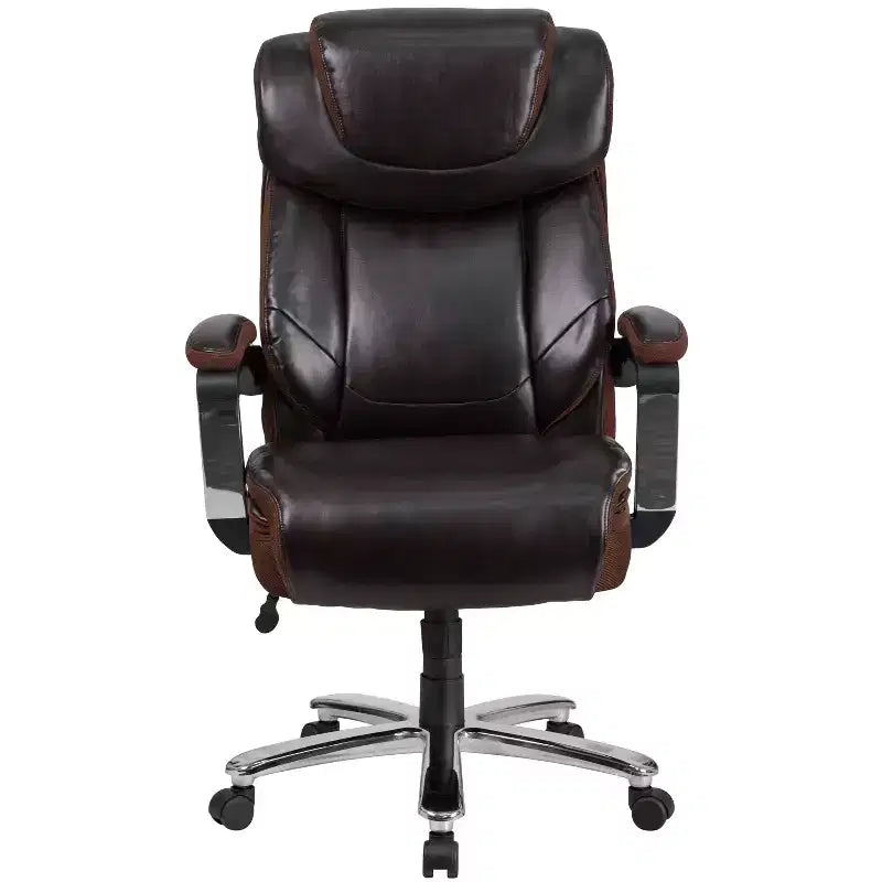 Fauteuil de bureau ergonomique pivotant en LeatherSoft, série HERCULES, de Flash Furniture, pour personnes de grande taille, capacité de 227 kg, avec appuie-tête réglable en hauteur