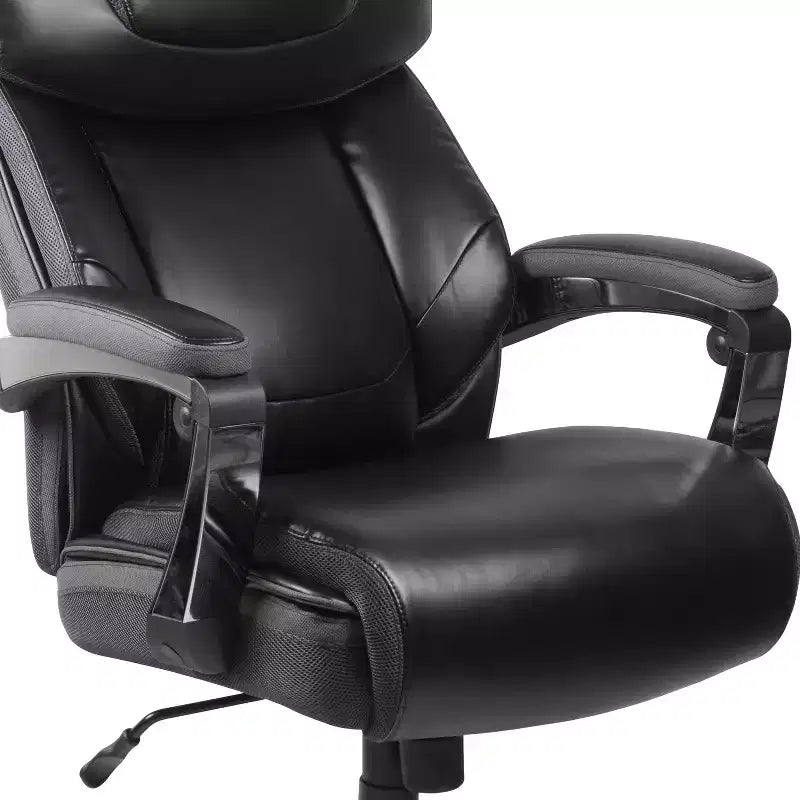 Fauteuil de bureau ergonomique pivotant en LeatherSoft, série HERCULES, de Flash Furniture, pour personnes de grande taille, capacité de 227 kg, avec appuie-tête réglable en hauteur