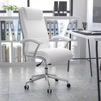 Flash Furniture Chaise de bureau exécutive pivotante en tissu lisse à dossier haut avec base et accoudoirs chromés