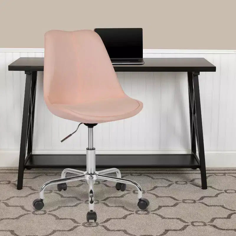 Chaise de bureau pivotante ergonomique en tissu à dossier mi-hauteur avec vérin pneumatique et piètement chromé Flash Furniture Aurora