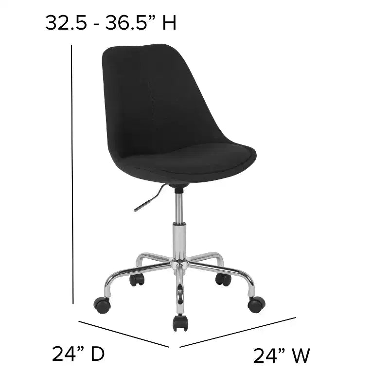 Chaise de bureau pivotante ergonomique en tissu à dossier mi-hauteur avec vérin pneumatique et piètement chromé Flash Furniture Aurora