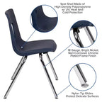 Chaise d'école empilable Flash Furniture Advantage Student - 18 pouces